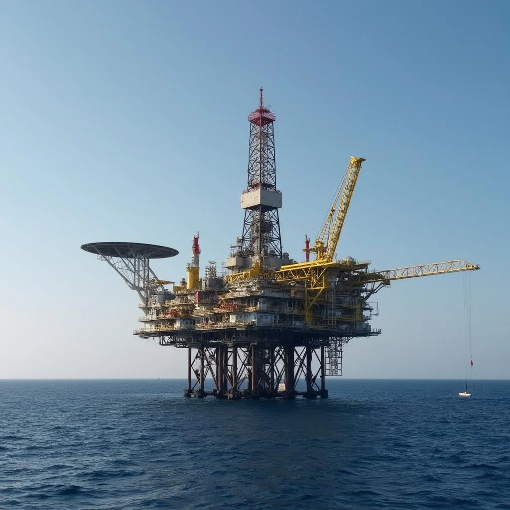 Plataforma petrolera offshore en el Atlántico Sur.